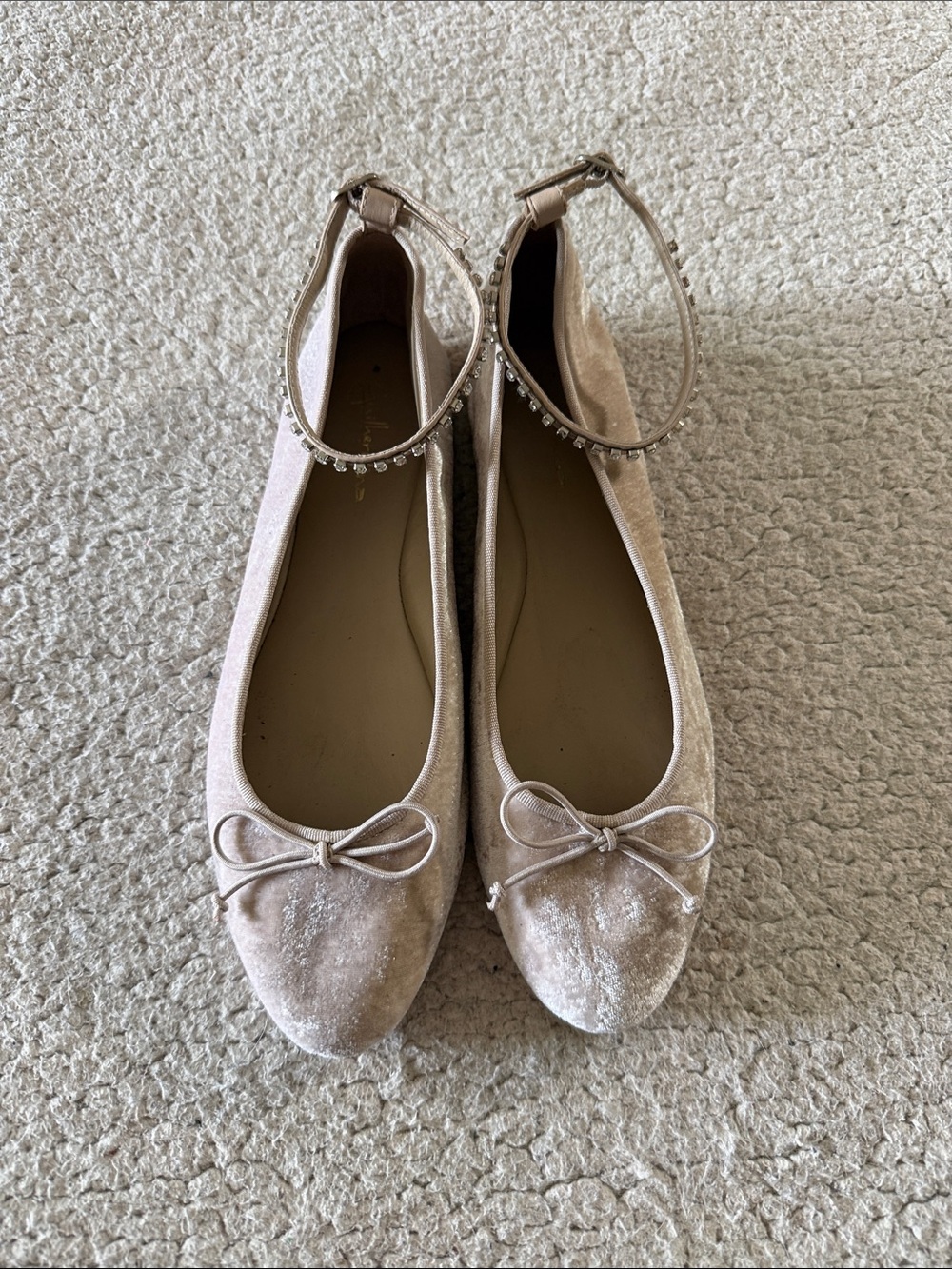 Anthropologie Embellished Velvet Ballet Flats Guilhermina Pale Pink Size 9M